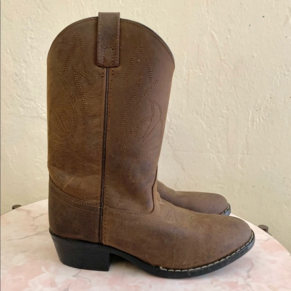 Brown leather kids cowboy boot size 4 NWT can fit a women’s size 5 - Picture 5 of 8